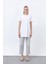 Minimalist Ribana Detaylı Basic T-Shirt Ekru 3