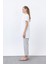 Minimalist Ribana Detaylı Basic T-Shirt Ekru 4