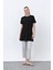 Minimalist Ribana Detaylı Siyah Basic T-Shirt 40013 1