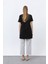 Minimalist Ribana Detaylı Siyah Basic T-Shirt 40013 5