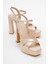 Yulia Bej Saten Çapraz Bantlı Kadın Platform Topuklu Ayakkabı 1