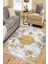Gold Motifli Makinede Yıkanabilir Kilim Kaymaz Dot Tabanlı Oturma Odası Halısı 3045A 4