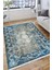 Turkuaz Kaymaz Tabanlı Halı Makinede Yıkanabilir Kilim Dot Tabanlı Salon Halısı 3010E 4