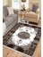 Klasik Desenli Kahverengi Makinede Yıkanabilir Kilim Kaymaz Dot Tabanlı Oturma Odası Halısı 3029B 4