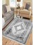 Gri Dekoratif Halı Kaymaz Tabanlı Makinede Yıkanabilir Kilim Dot Tabanlı Salon Halısı 3123A 4