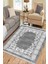 Gri Klasik Motifli Makinede Yıkanabilir Kilim Kaymaz Dot Tabanlı Oturma Odası Halısı 3051C 4