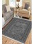Antrasit Bohem Desen Makinede Yıkanabilir Kilim Kaymaz Dot Tabanlı Koridor Antre Halısı 3058A 4