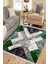 Geometrik Yeşil Halı Makinede Yıkanabilir Kaymaz Tabanlı Kilim Dot Tabanlı Salon Halısı 0037C 2