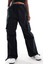 Sportswear Oversized Cargo Dans Pant Kadın Oversize Kargo Cepli Dokuma Eşofman Altı Siyah 1