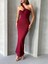 Krinkıl Tek Omuz Uzun Elbise Bordo S25455 1