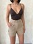 Kemer Detaylı Gabardin Şort Bej S25289 5