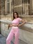 Crop Pantolon Biyeli Takım Pembe 2