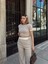 Crop Pantolon Biyeli Takım Bej 3