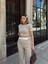 Crop Pantolon Biyeli Takım Bej 4