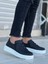 J-X502 Bağcıklı Ortopedik Taban Günlük Erkek Spor Sneaker Ayakkabı Bt Siyah 1