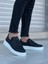 J-X502 Bağcıklı Ortopedik Taban Günlük Erkek Spor Sneaker Ayakkabı Bt Siyah 3