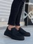 J-X502 Bağcıklı Ortopedik Taban Günlük Erkek Spor Sneaker Ayakkabı St Siyah 1