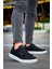J-X7 Bağcıklı Ortopedik Taban Günlük Süet Erkek Spor Sneaker Ayakkabı Bt Siyah 1