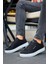 J-X7 Bağcıklı Ortopedik Taban Günlük Süet Erkek Spor Sneaker Ayakkabı Bt Siyah 2