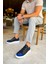 J251 Mirror Ortopedik Taban Günlük Cilt Erkek Sneaker Spor Ayakkabı Cbt Siyah/mavi 1