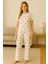 Cherrylane Kadın Beyaz Kiraz Desenli Tişört & Pantolon Takım - 2’li Set 1