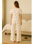 Cherrylane Kadın Beyaz Kiraz Desenli Tişört & Pantolon Takım - 2’li Set 2