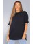 Beyaz ve Siyah Basic 2'li Oversize Baskısız T-Shirt 2