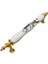 Porselen Kulp Sarmaşık Desenli 128MM(12.8CM) Ayakları Altın Sarısı Mobilya Çekmece Kapak Kulbu 1