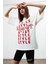 Büyük Beden Addıct Style Baskılı Beyaz Oversize T-Shirt 2