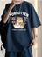 Forgotten Kedi Baskılı Oversize Pamuk T-Shirt 1