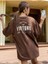 Kadın Kahverengi Fortune Mountain Baskılı Oversize Bisiklet Yaka T-Shirt 4