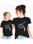 Anne Kız Çocuk Uyuyan Kedi Baskılı Bisiklet Yaka Pamuk T-Shirt(Kombin Yapmak Için 2 Adet Alınız) 1