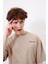 Büyük Beden Essentials Küçük Baskılı Pamuk Oversize Bisiklet Yaka T-Shirt 3