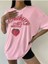 Pembe Strawberry Milk Baskılı Oversize T-Shirt 4