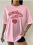 Pembe Strawberry Milk Baskılı Oversize T-Shirt 5