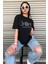 Bisiklet Yaka Siyah Ay Baskılı Oversize T-Shirt 6