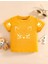 Kids Sarı Kedi Meow Baskılı Oversize Unisex Çocuk T-Shirt 1