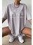 Büyük Beden Kadın Beyaz Wildflowers Baskılı Oversize T-Shirt 4