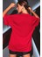 Kadın Kırmızı Wildflowers Baskılı Oversize T-Shirt 4
