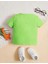 Kids Fıstık Yeşili Kedi Meow Baskılı Oversize Unisex Çocuk T-Shirt 2
