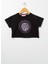 Bisiklet Yaka Crop Kesim Baskılısiyah Kız Çocuk T-Shirt - 22BS-80 1