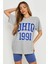 Gri Ohio 1991 Baskılı Oversize T-Shirt 3