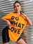 Büyük Beden Turuncu Oversize Do What You Love Baskılı T-Shirt 5