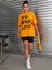 Büyük Beden Turuncu Oversize Do What You Love Baskılı T-Shirt 7