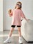 Sırt Çicek Ağacı Baskılı Oversize Somon Çocuk T-Shirt 4