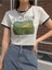 Kadın Sunset Glow Baskılı Yaka Kol Lacivert Crop T-Shirt 1
