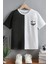 Gülücük Baskılı Siyah Beyaz Parçalı Oversize Bisiklet Yaka Çocuk T-Shirt 1