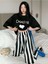 Chaste Kalp Baskılı Siyah Oversize T-Shirt 4