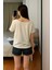 Kadın Kayık Yaka Butterfly Baskılı Oversize %100 Pamuk T-Shirt 2