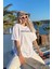 Kadın Beyaz Minimalist Baskılı Oversize T-Shirt 2